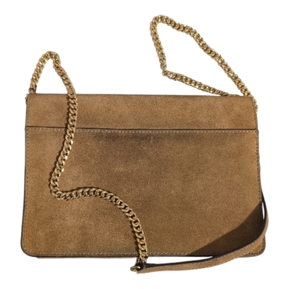 Banana Republic Tan Suede Italian Leather Accordion Bag with Gold Ring - Picture 4 of 12